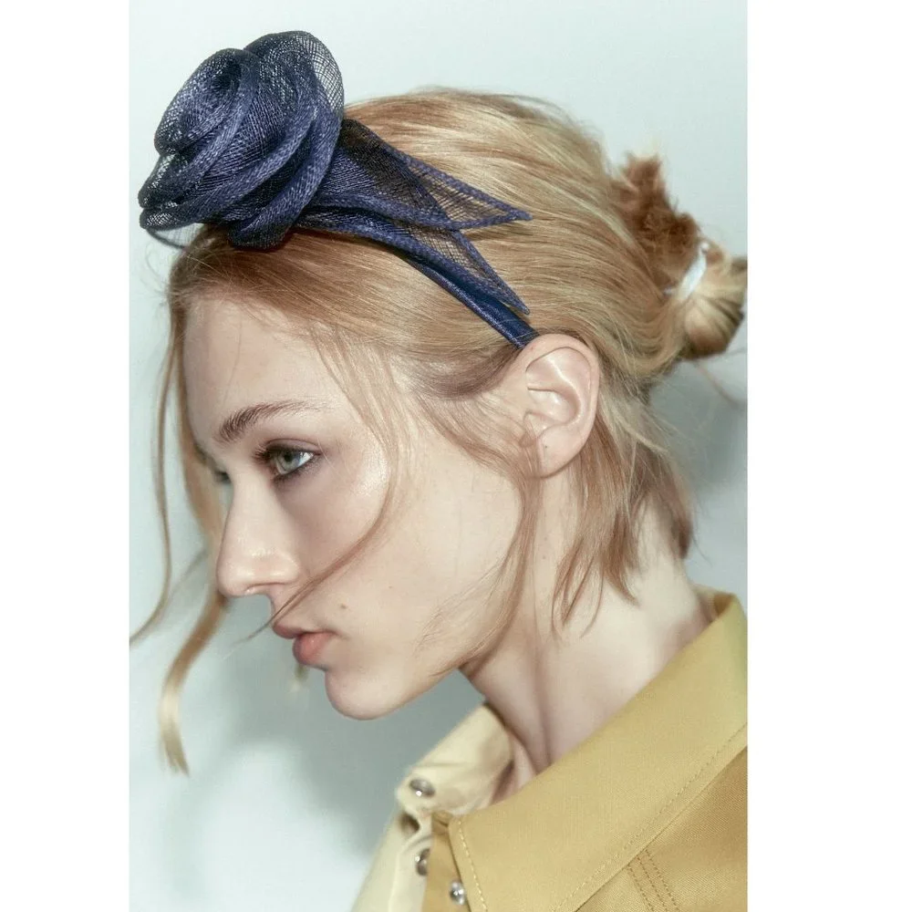 Zara Flower Headband Blue NWT